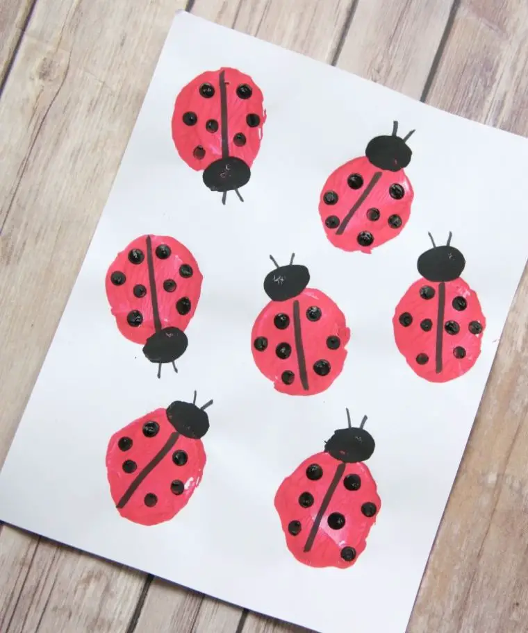 Potato Stamp Ladybugs