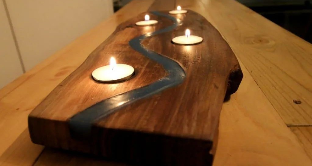 Resin River Candle Holder