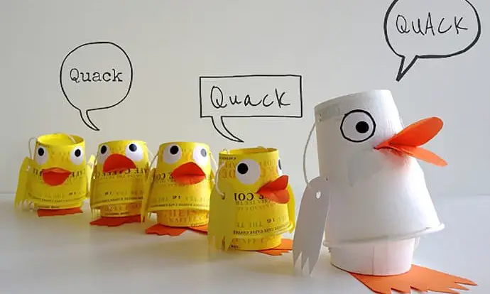 Paper Cup Duck Family