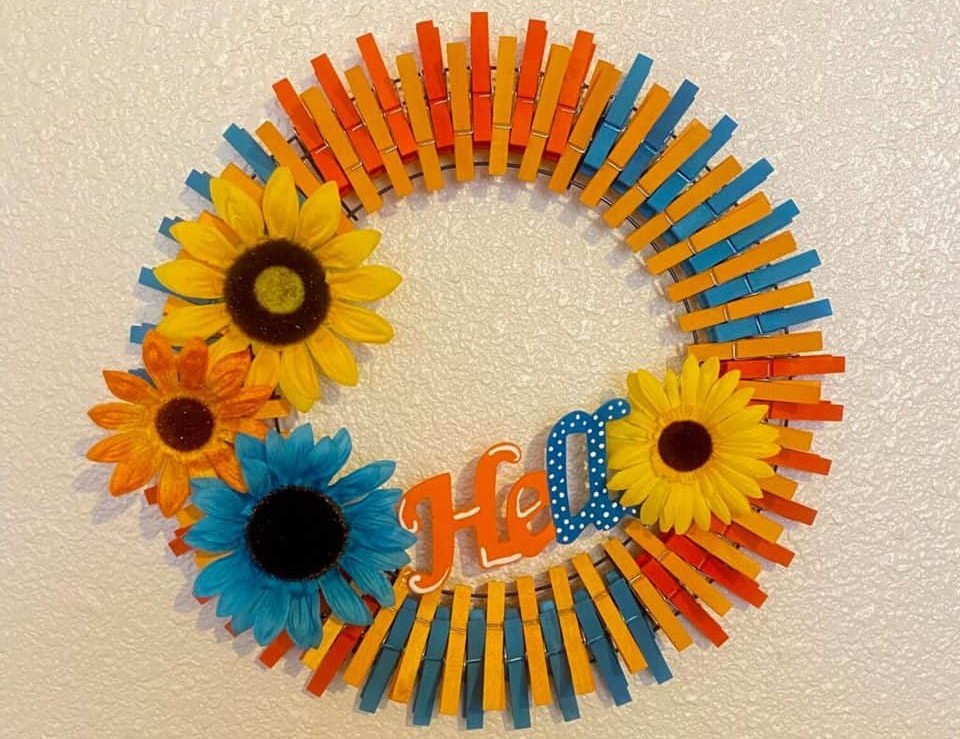 Sunflower Clothespin Wreath