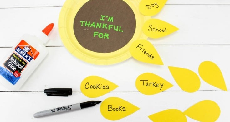 Thankful Sunflower Paper Plate Craft for Pre-schoolers