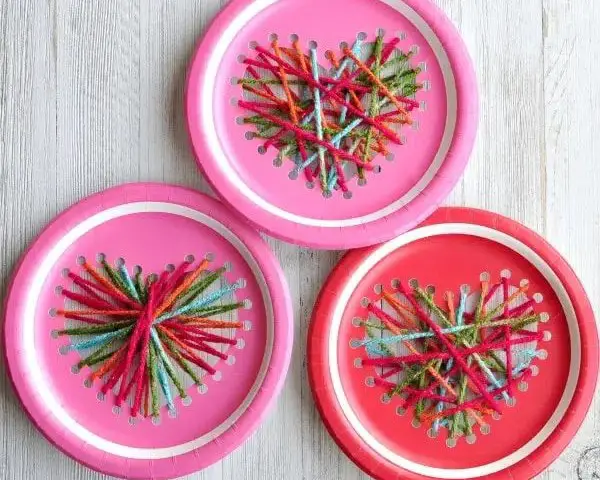 Paper Plate Heart Sewing Craft
