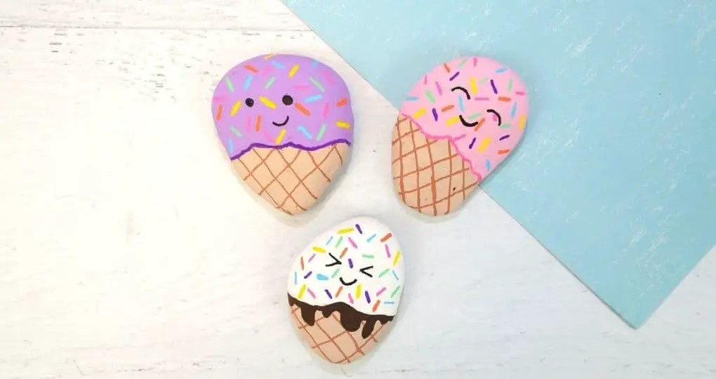 Ice cream painted rocks