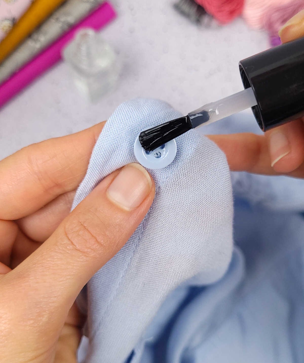 Use Clear Nail Polish to Protect the Thread