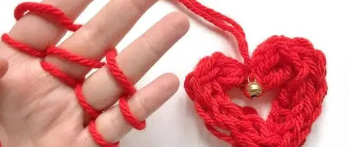 Finger Knitted Heart Ornament