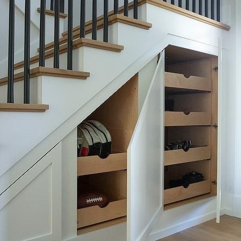 Under-the-Stairs Vertical Shelves