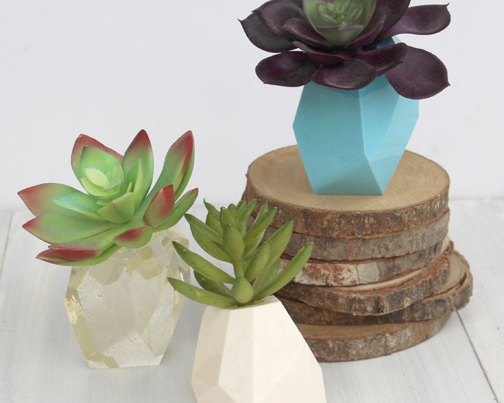 Resin Cast Geometric Succulent Planters