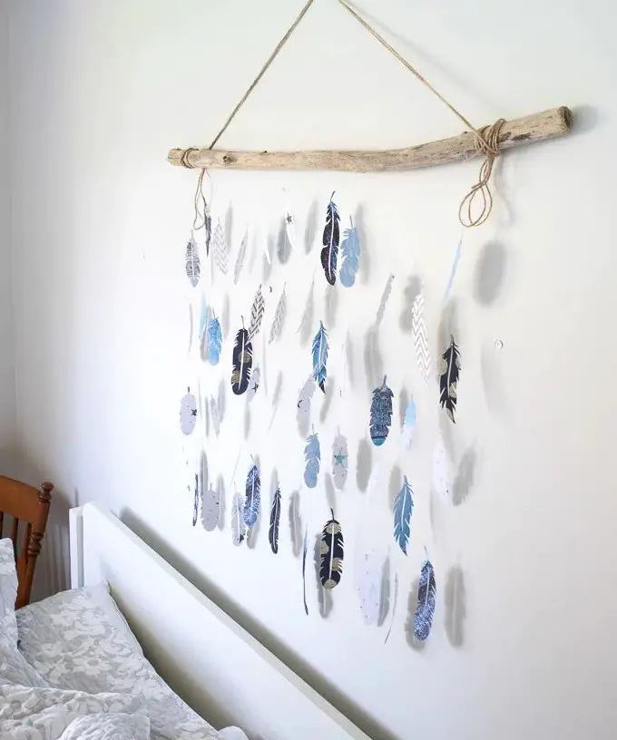 Earthy Paper Feather Wall Decor