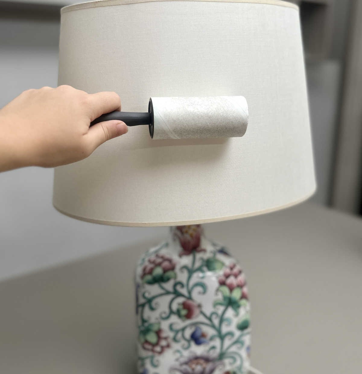 Use a Lint Roller to Dust a Lampshade