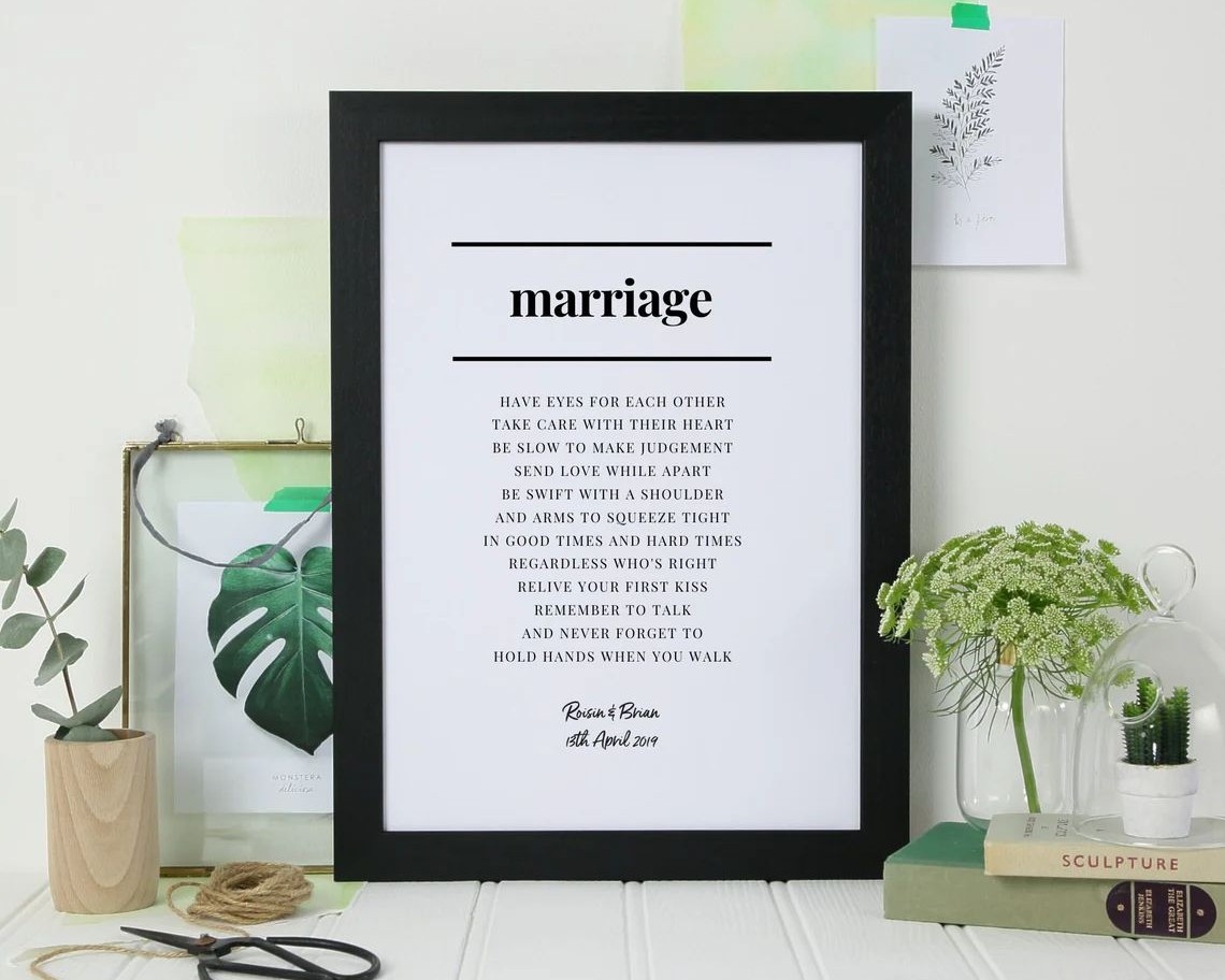 Framed Marriage Poem