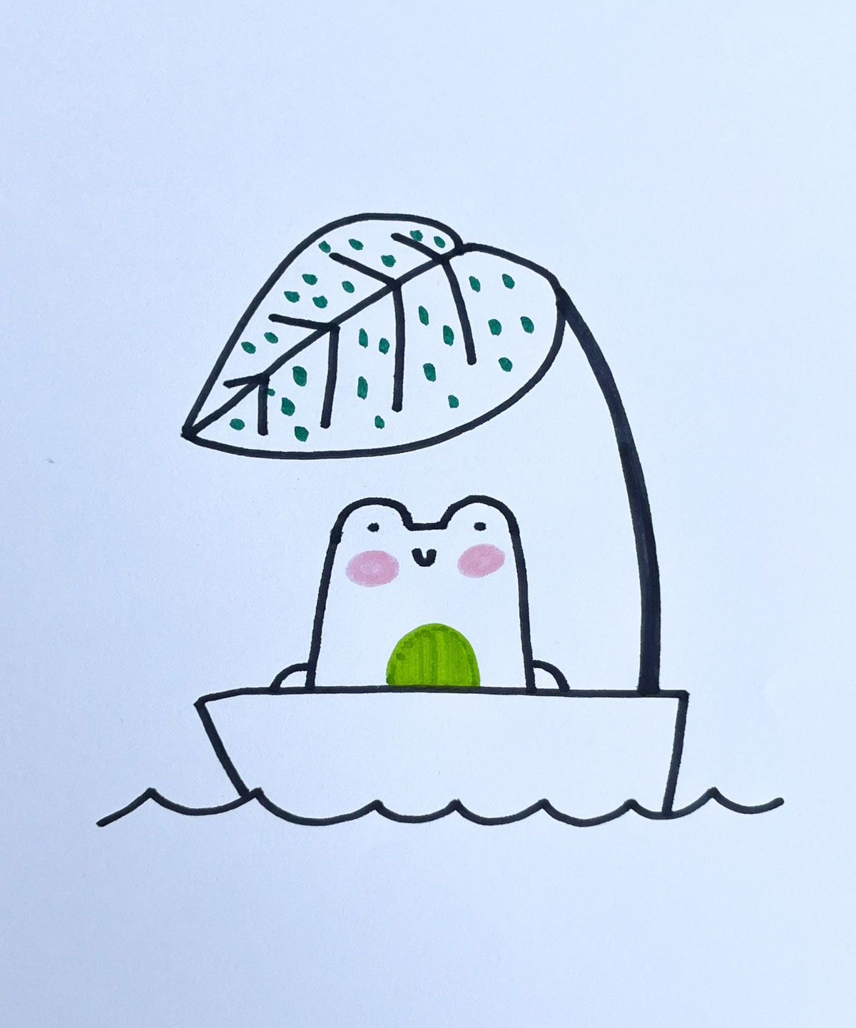 Frog in a Leaf Boat