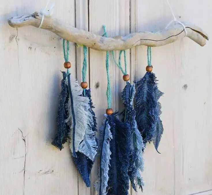 Denim Feather Wall Decor