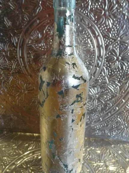 Recycled Silver-Leaf Wine Bottle