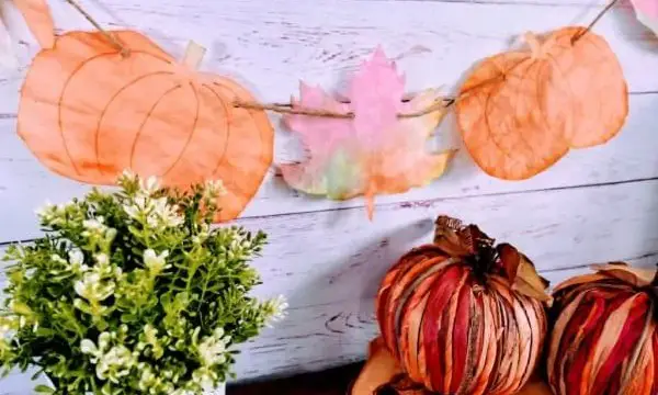 Coffee Filter Leaf and Pumpkin Craft