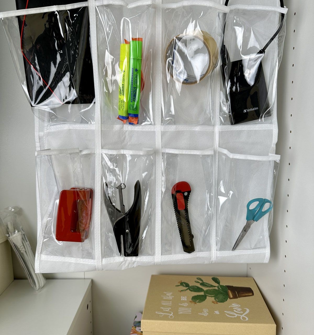 Use a Shoe Organizer to Store Extra Office Supplies
