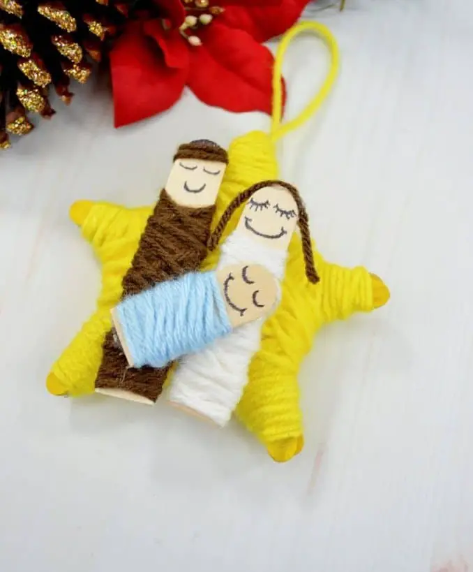 Yarn Wrapped Nativity Ornament