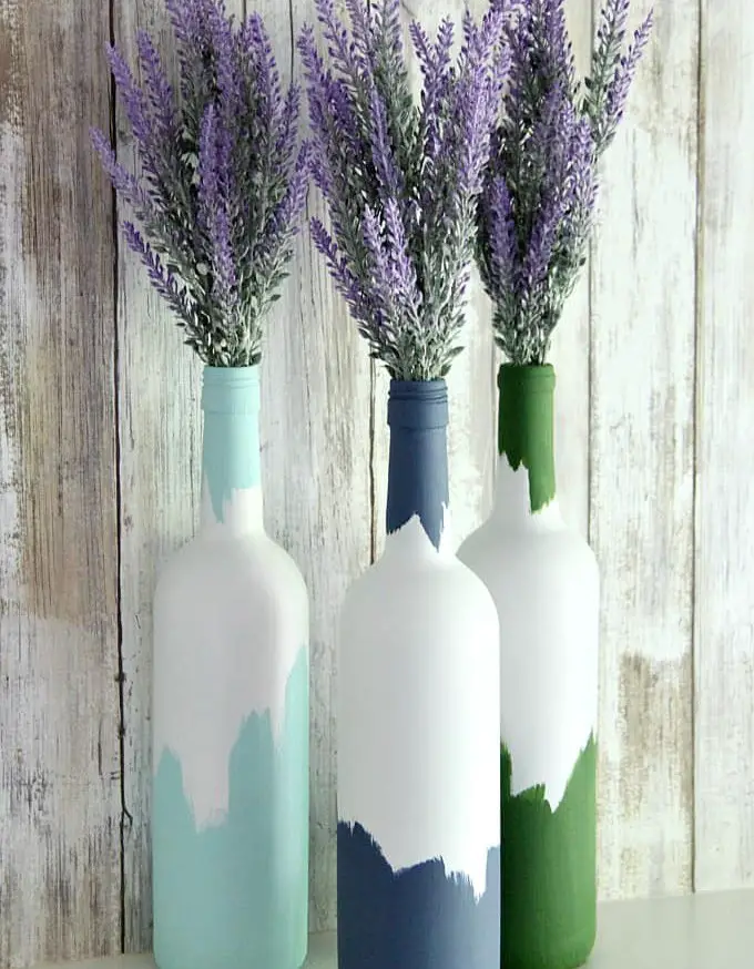 Painted Wine Bottles Vase For Lavender