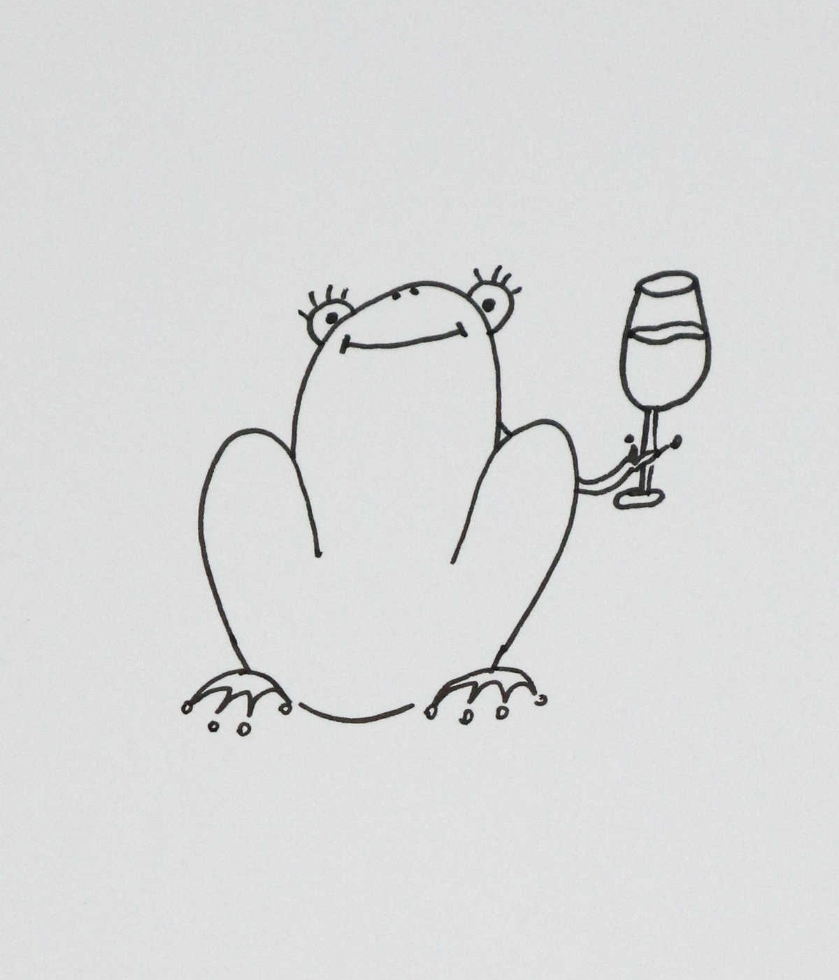 Frog with a Glass of Wine