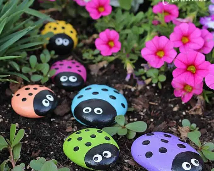 Ladybug Rocks for the Garden