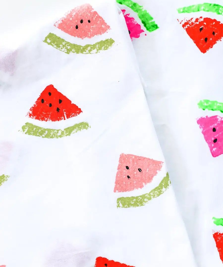 Watermelon Sponge-Stamped Tea Towels
