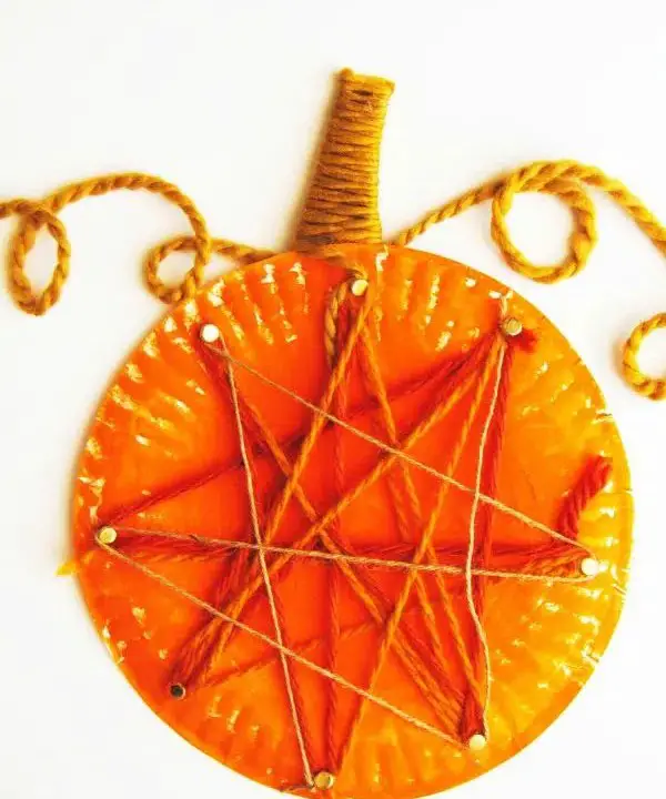 String Art Paper Plate Pumpkin Craft