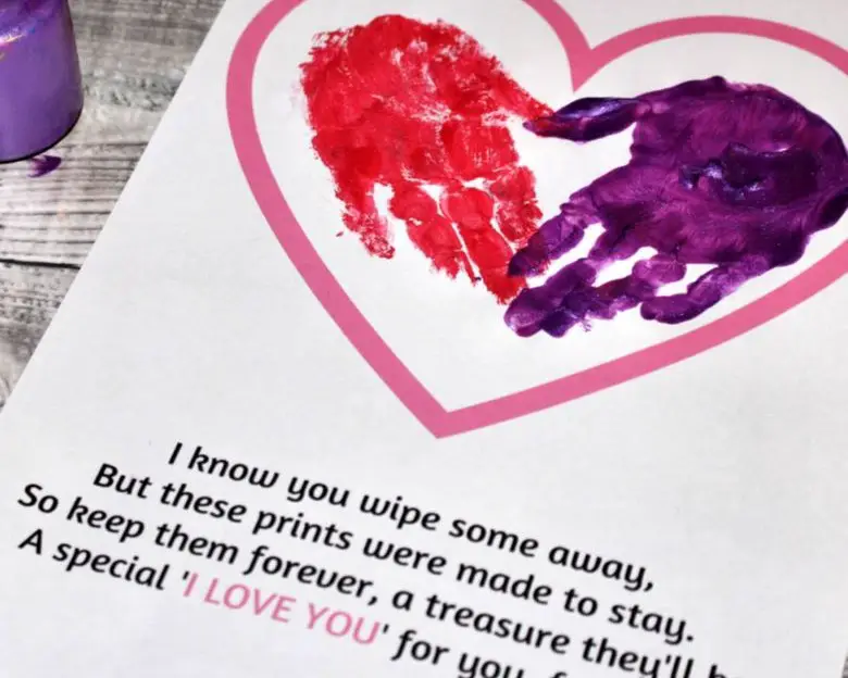 Handprint heart keepsake poem