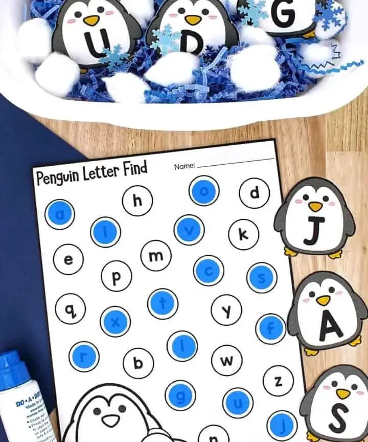 Penguin Alphabet Sensory Bin