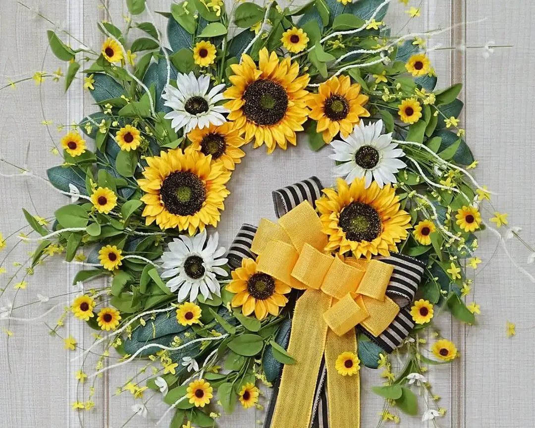 Sunflower and Ribbon Wreath