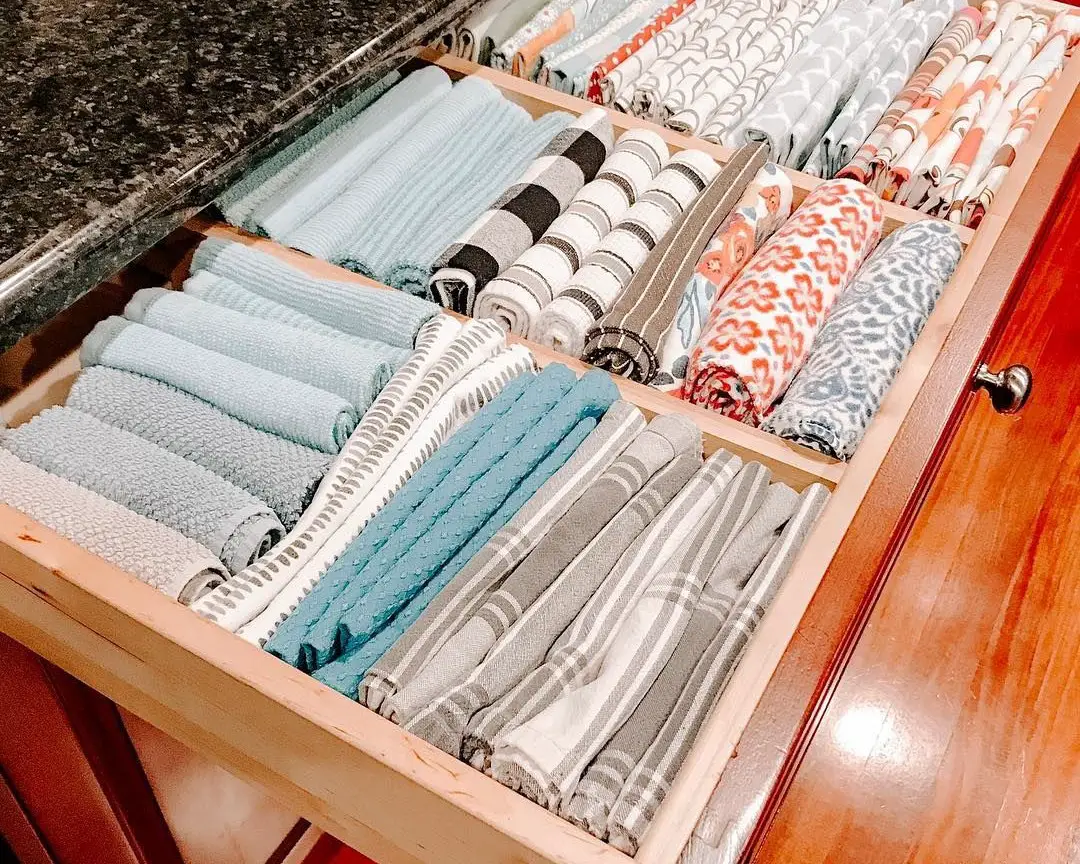 Folded Napkins and Towel Drawer