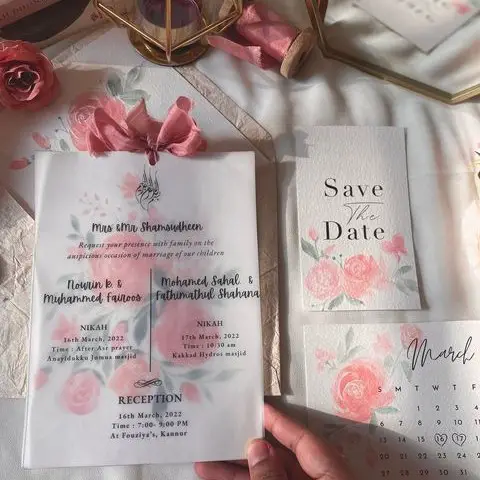 Peach Floral Save The Dates