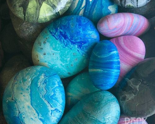 Paint Pouring on Rocks