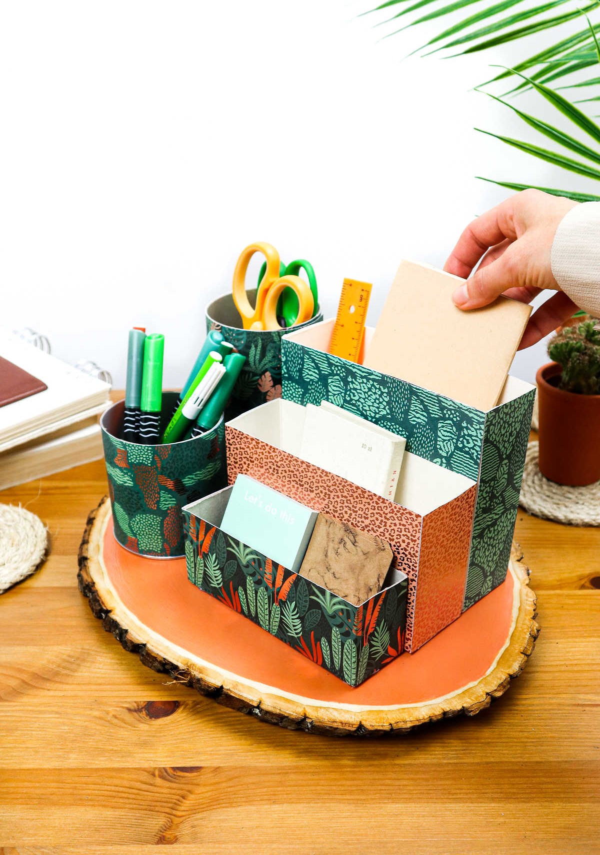 DIY Desk Organizer Out of Upcycled Food Packaging