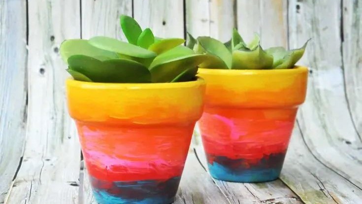 Rainbow Ombre Flower Pots